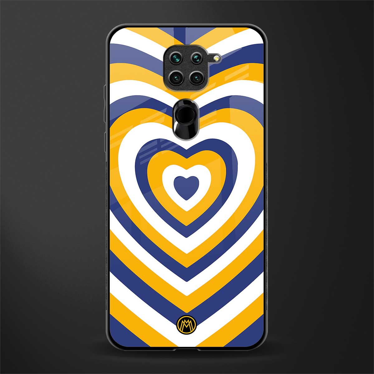 y2k yellow blue hearts aesthetic glass case for redmi note 9 image