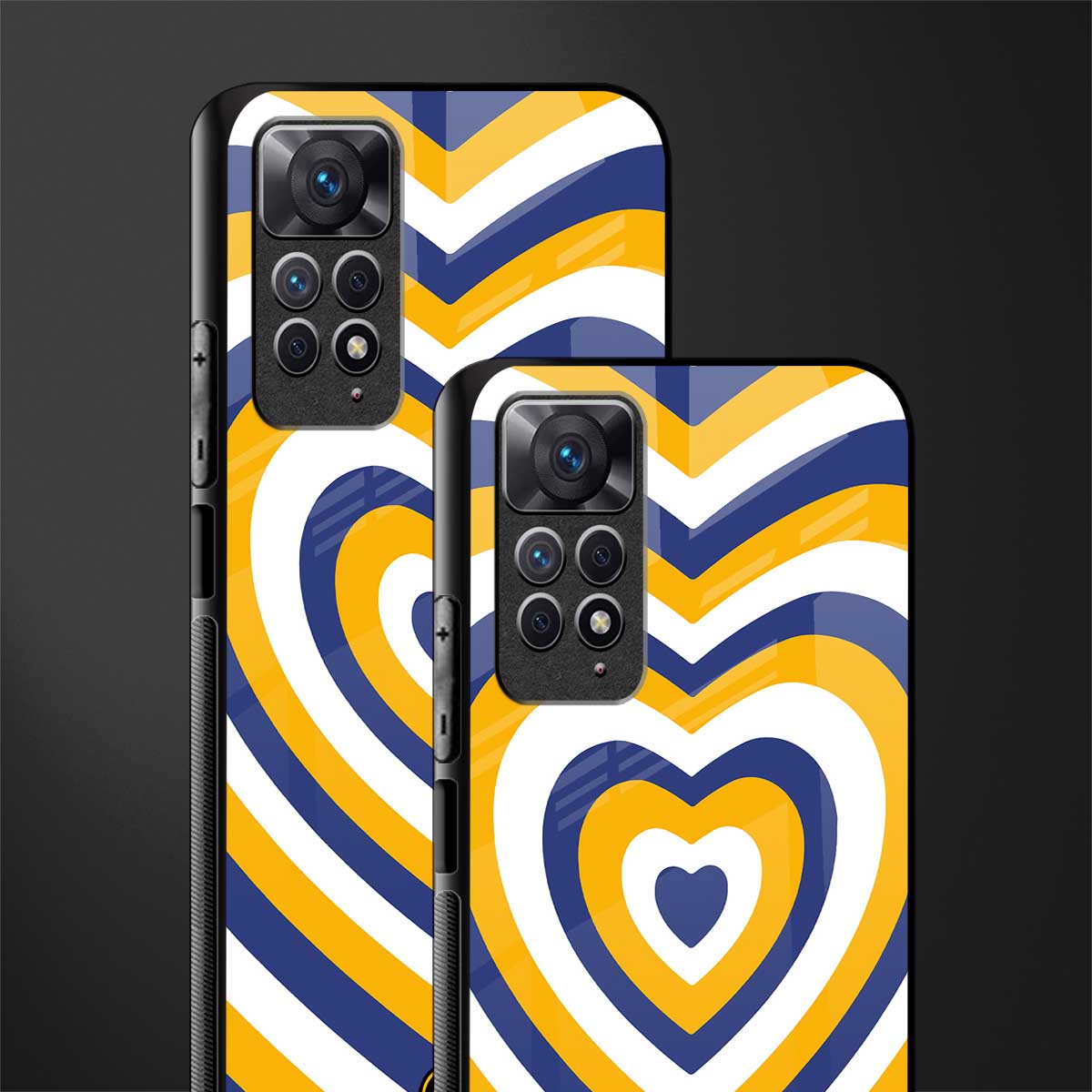 y2k yellow blue hearts aesthetic glass case for redmi note 11 pro image-2