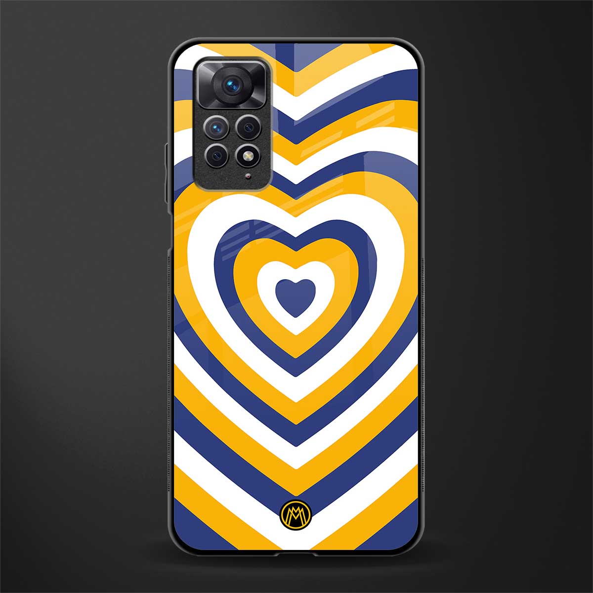y2k yellow blue hearts aesthetic glass case for redmi note 11 pro image