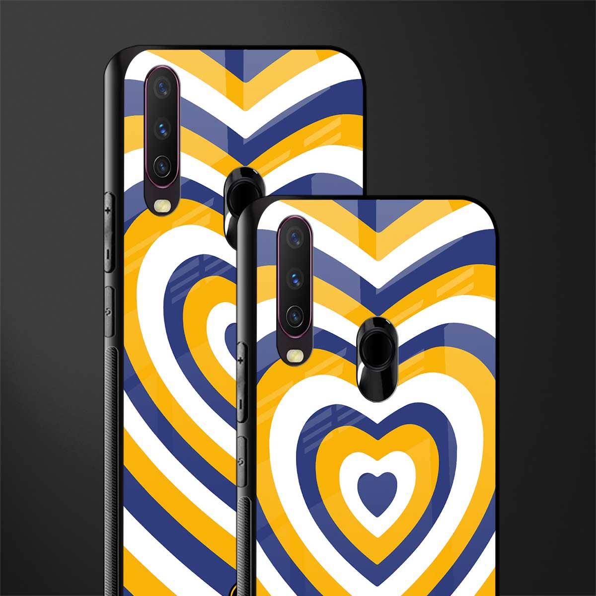 y2k yellow blue hearts aesthetic glass case for vivo y15 image-2
