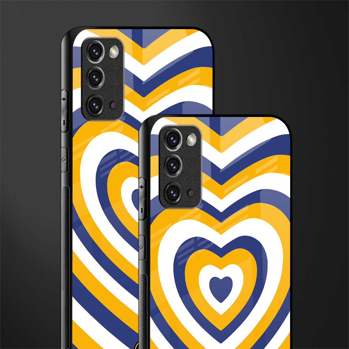 y2k yellow blue hearts aesthetic glass case for samsung galaxy note 20 image-2