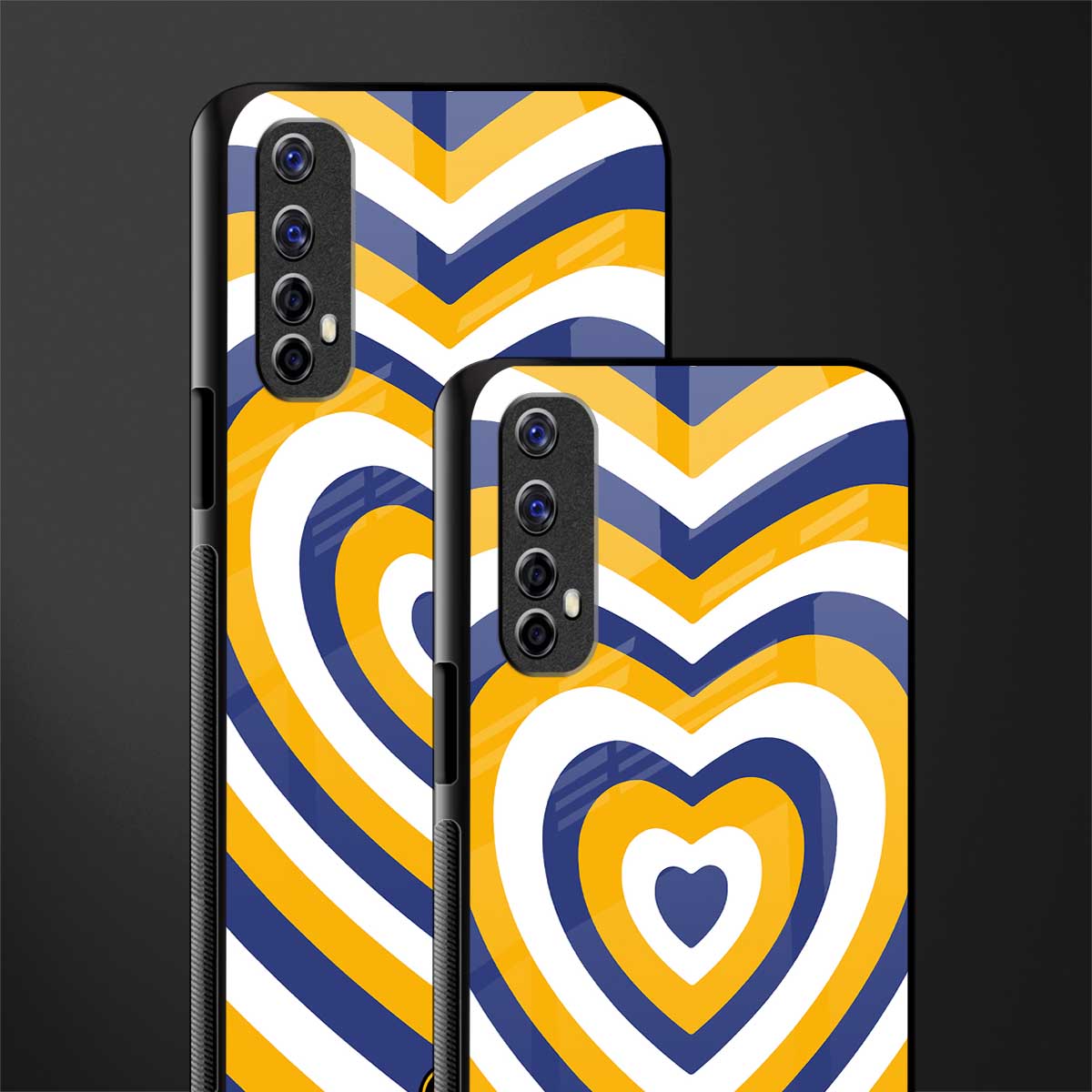 y2k yellow blue hearts aesthetic glass case for realme 7 image-2