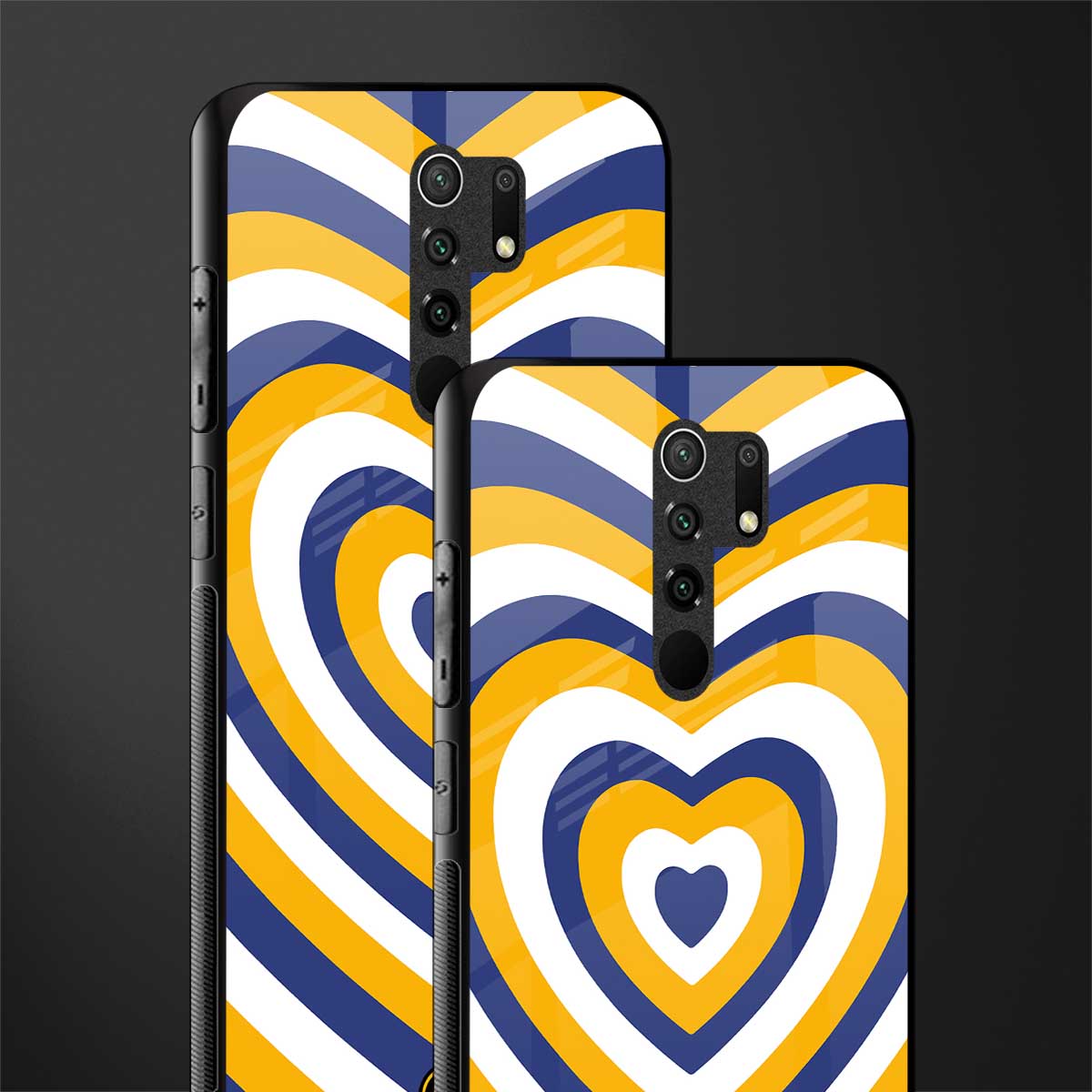 y2k yellow blue hearts aesthetic glass case for redmi 9 prime image-2