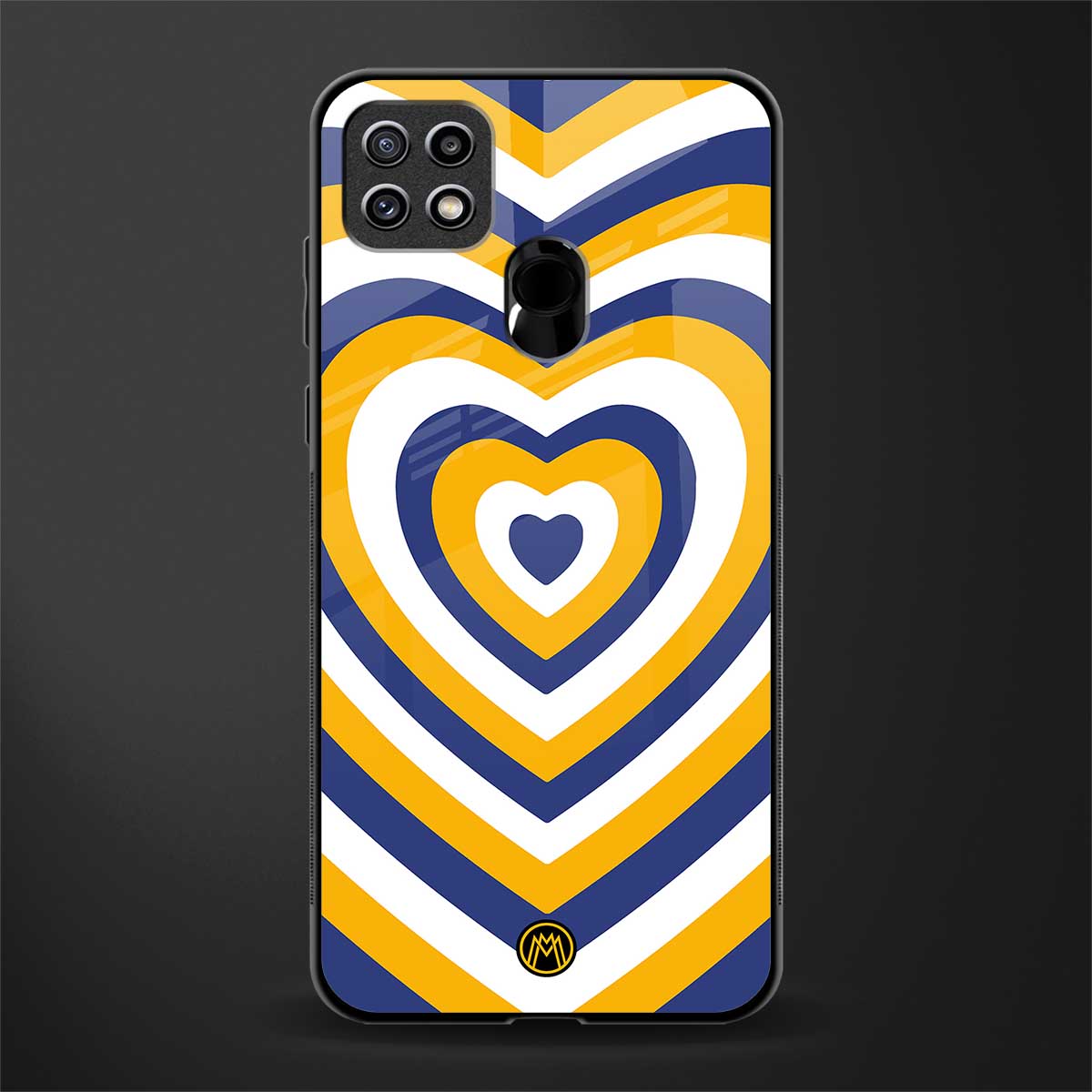 y2k yellow blue hearts aesthetic glass case for oppo a15s image