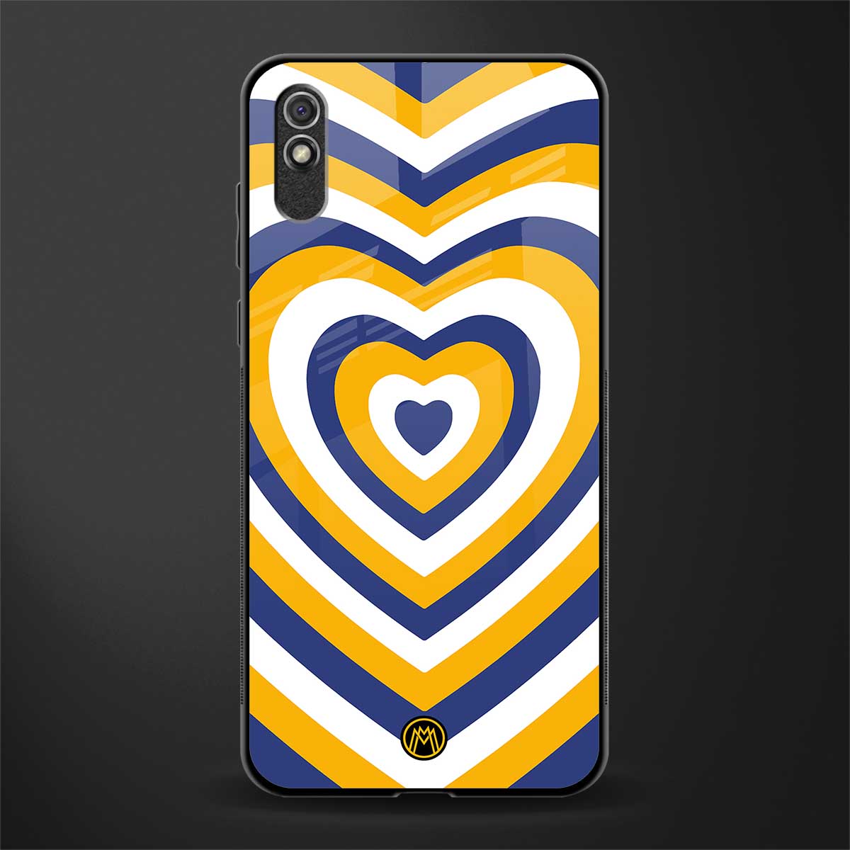 y2k yellow blue hearts aesthetic glass case for redmi 9a image