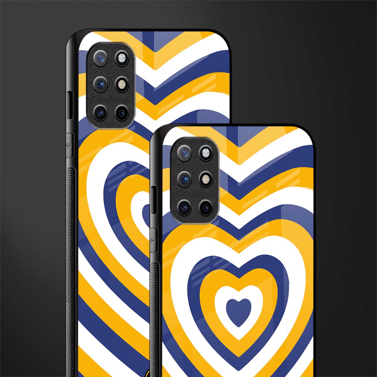 y2k yellow blue hearts aesthetic glass case for oneplus 8t image-2