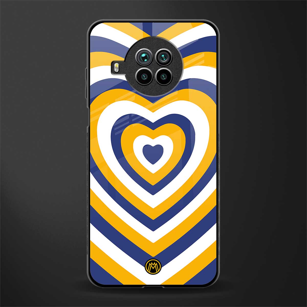 y2k yellow blue hearts aesthetic glass case for mi 10i image