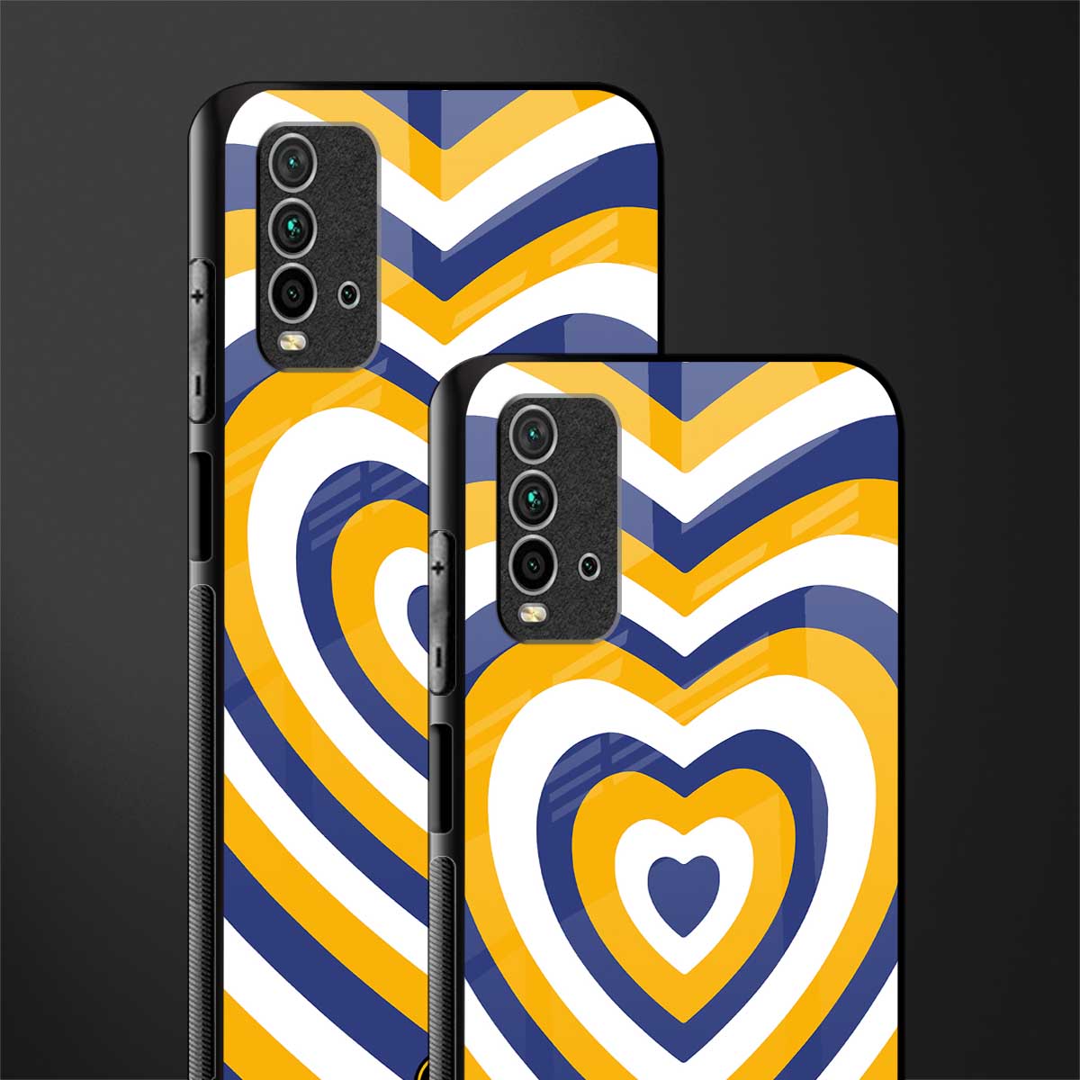 y2k yellow blue hearts aesthetic glass case for redmi 9 power image-2