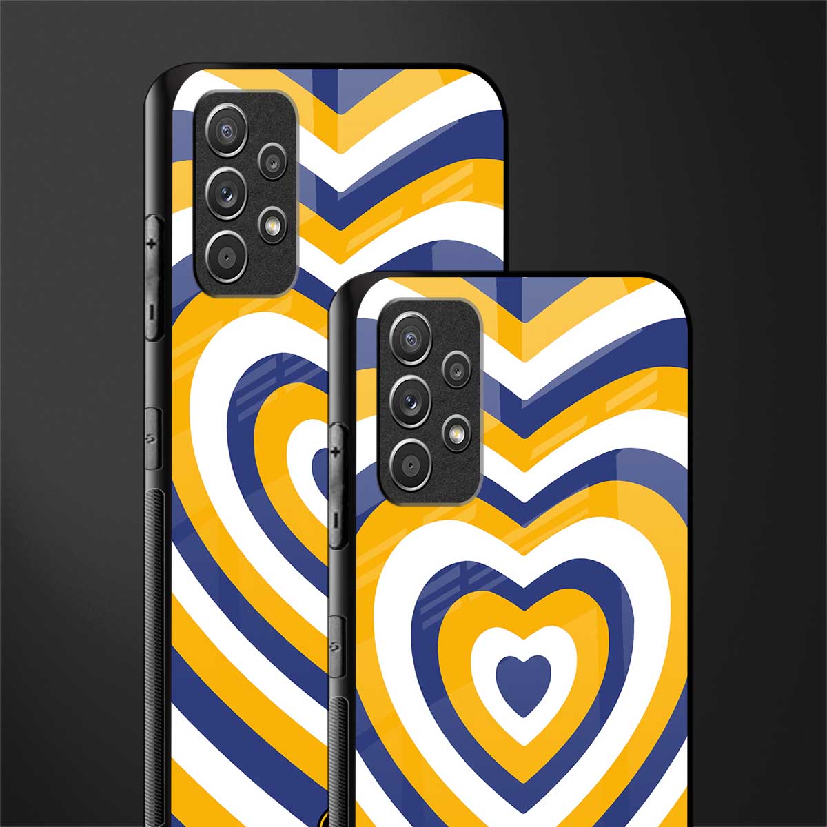 y2k yellow blue hearts aesthetic glass case for samsung galaxy a32 4g image-2