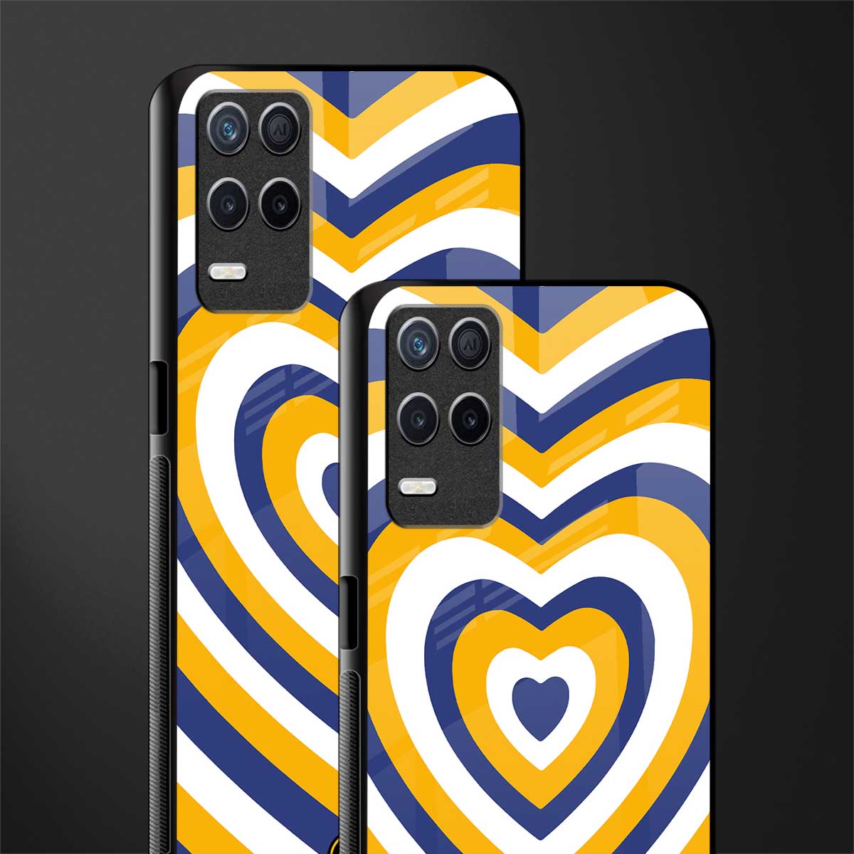 y2k yellow blue hearts aesthetic glass case for realme narzo 30 5g image-2