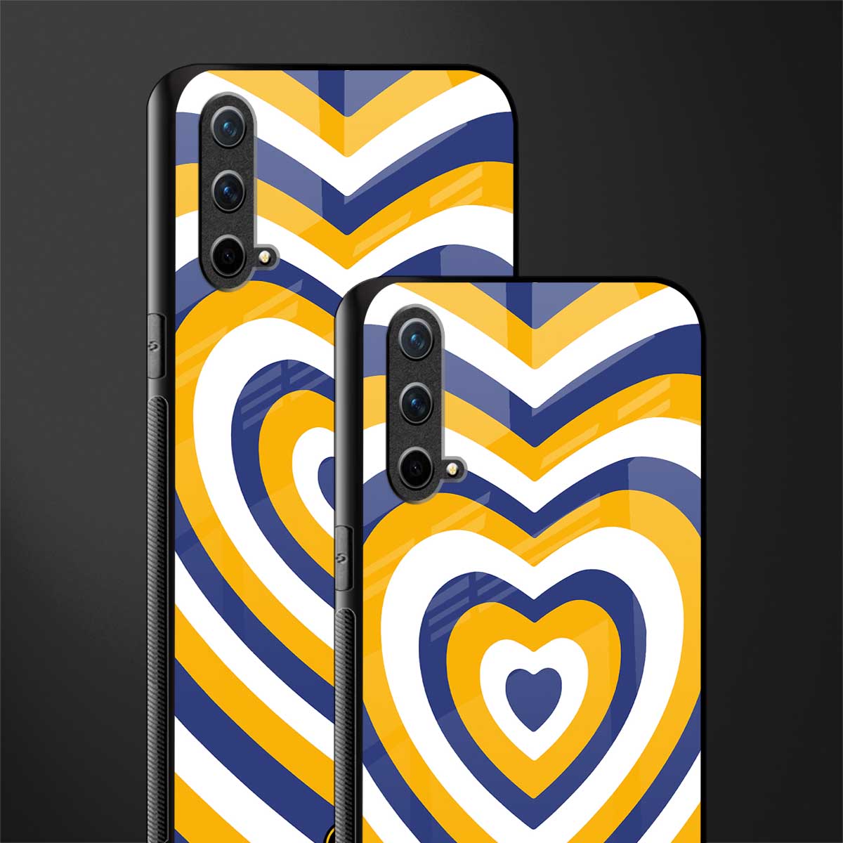 y2k yellow blue hearts aesthetic glass case for oneplus nord ce 5g image-2
