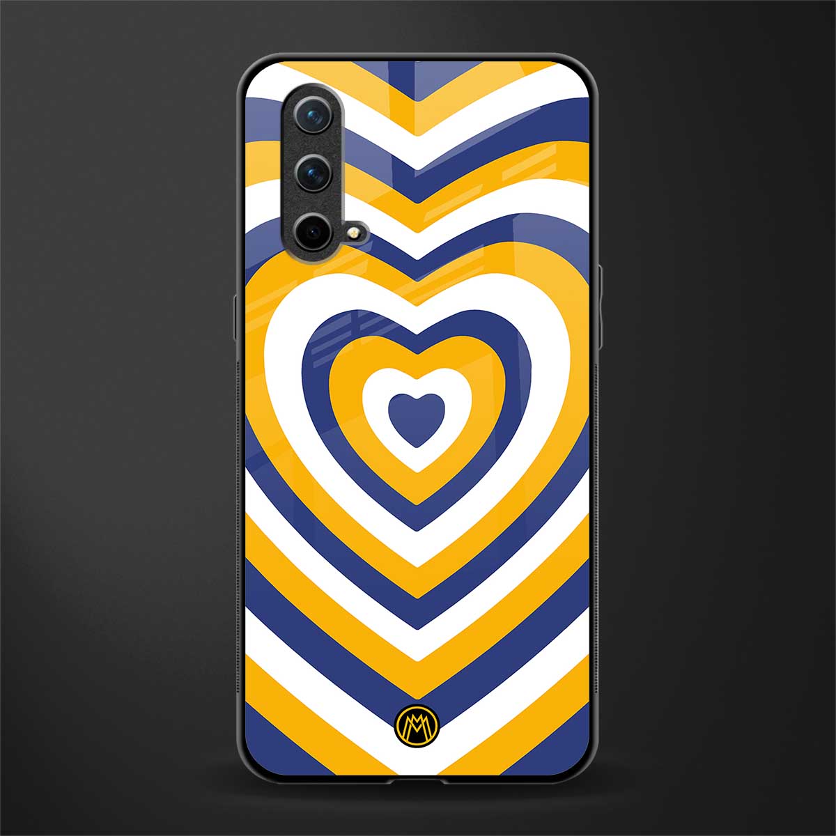 y2k yellow blue hearts aesthetic glass case for oneplus nord ce 5g image