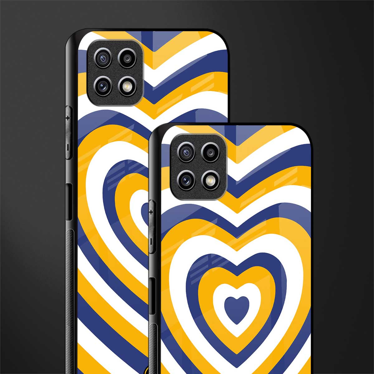 y2k yellow blue hearts aesthetic glass case for samsung galaxy a22 5g image-2