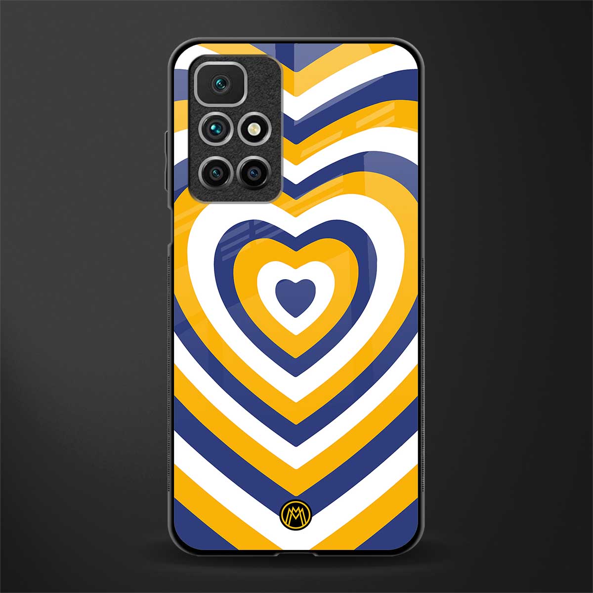 y2k yellow blue hearts aesthetic glass case for redmi 10 prime image