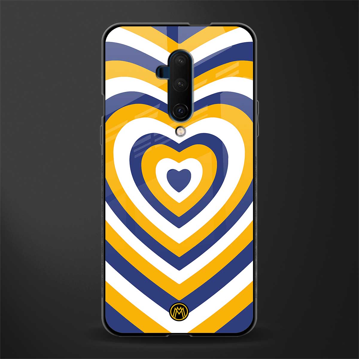 y2k yellow blue hearts aesthetic glass case for oneplus 7t pro image