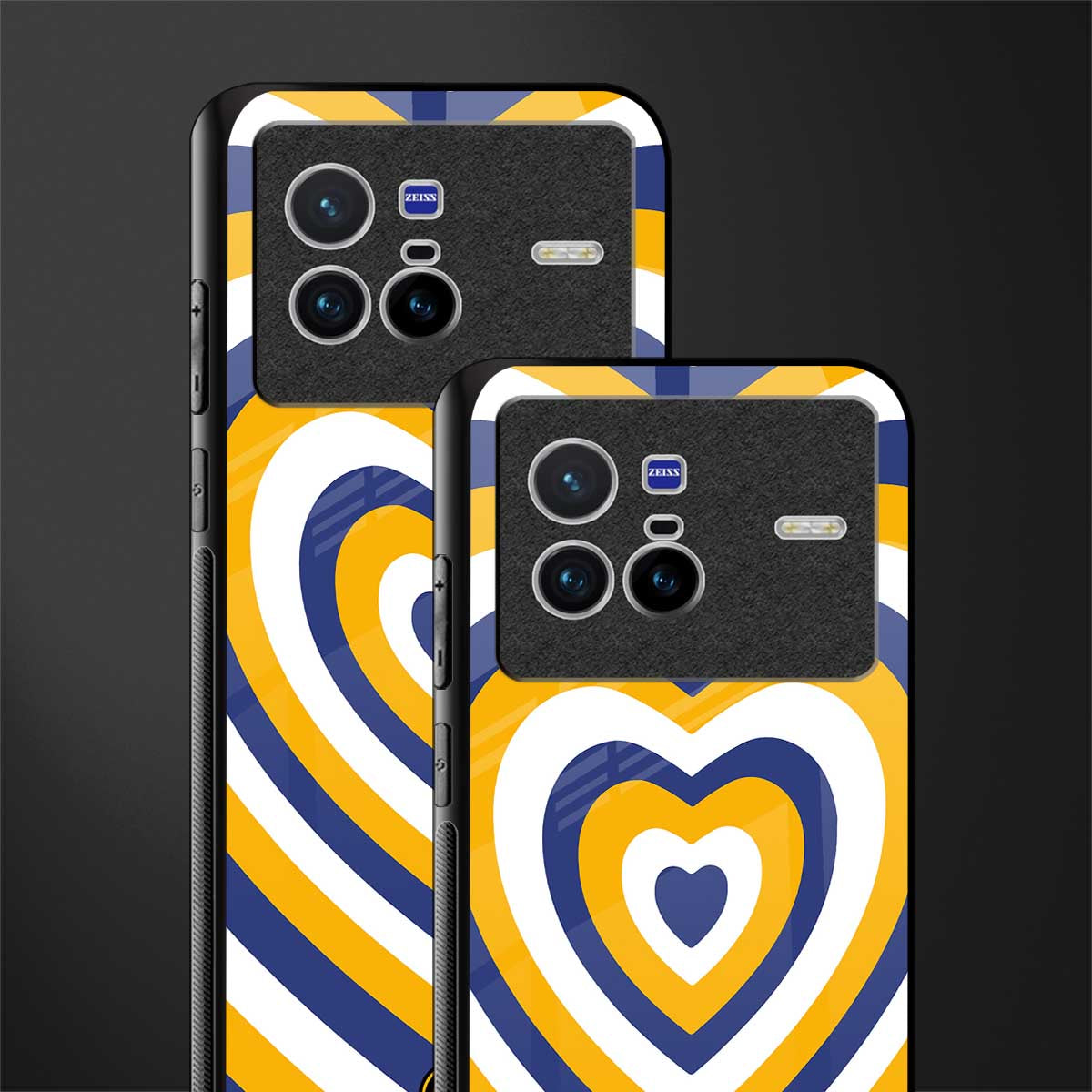 y2k yellow blue hearts aesthetic glass case for vivo x80 image-2