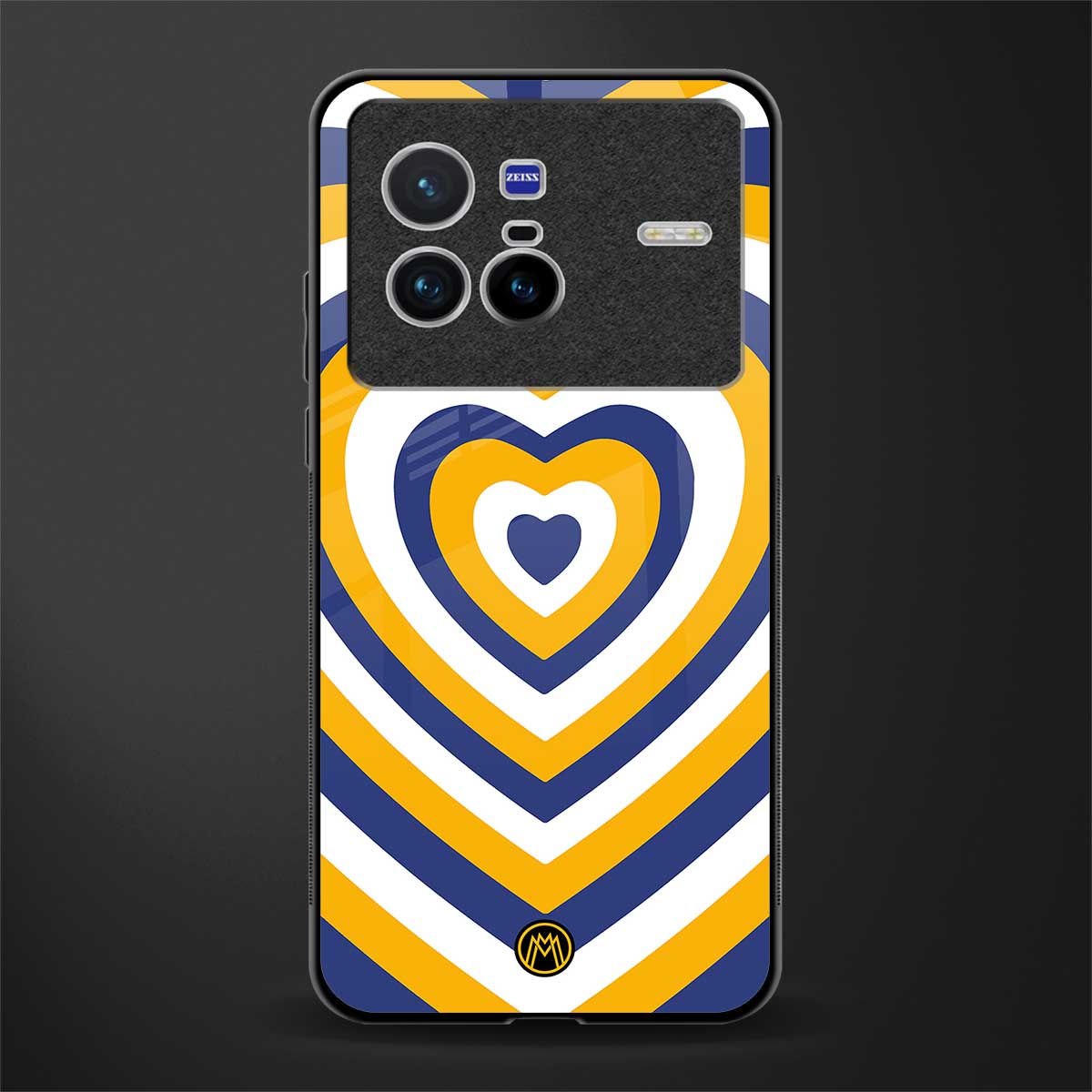 y2k yellow blue hearts aesthetic glass case for vivo x80 image