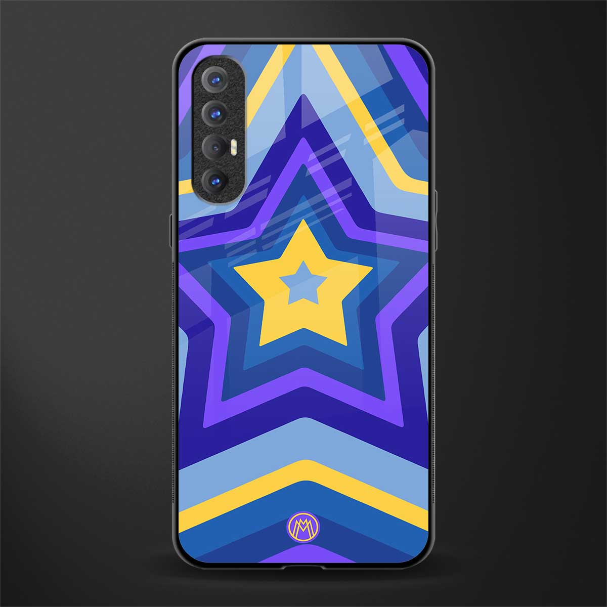 y2k yellow blue stars glass case for oppo reno 3 pro image
