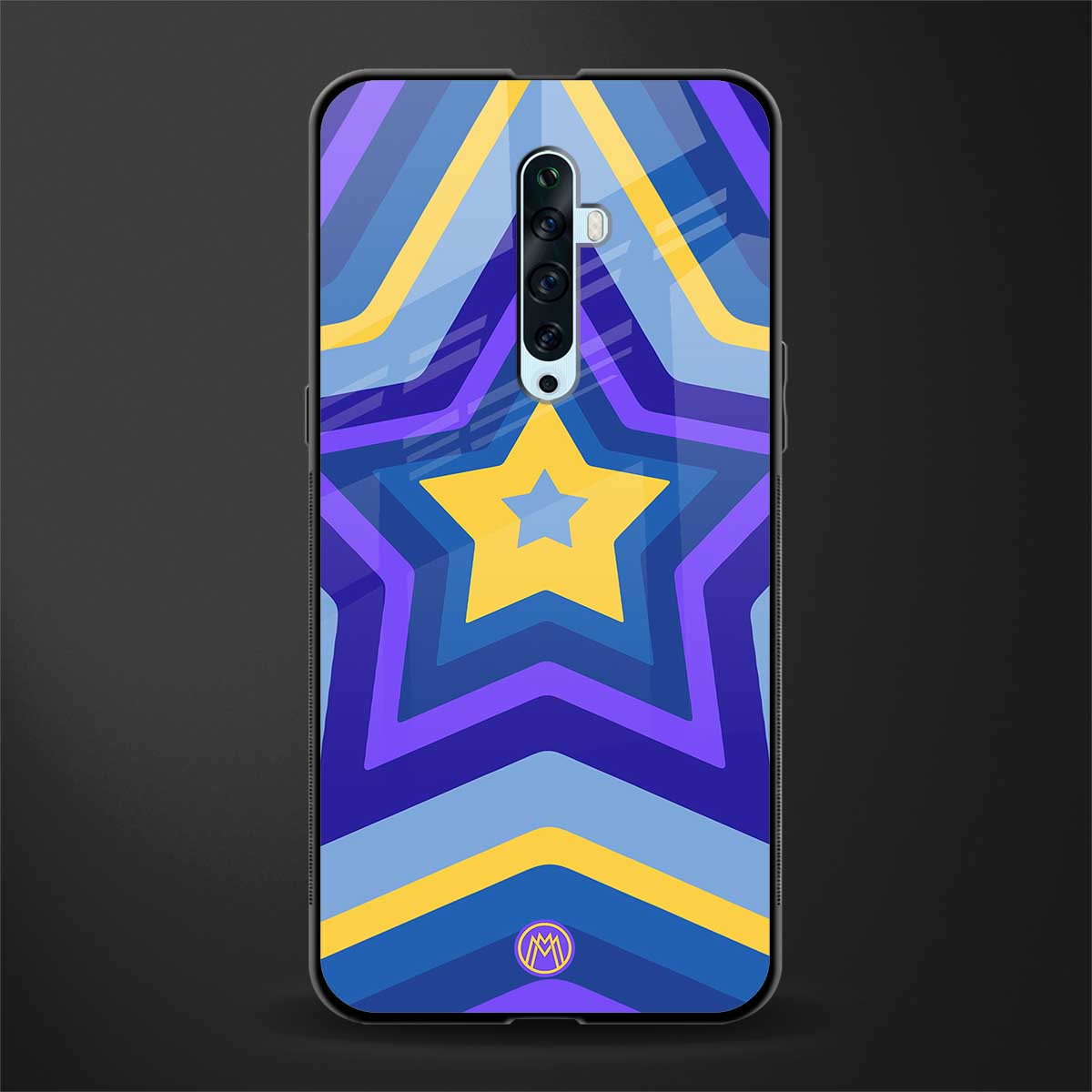 y2k yellow blue stars glass case for oppo reno 2f image