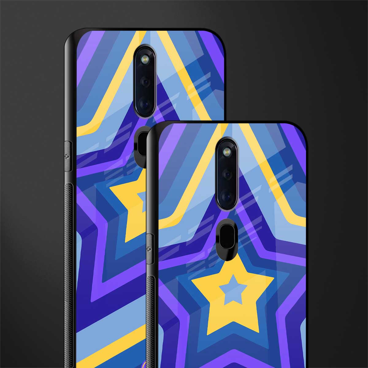 y2k yellow blue stars glass case for oppo f11 pro image-2