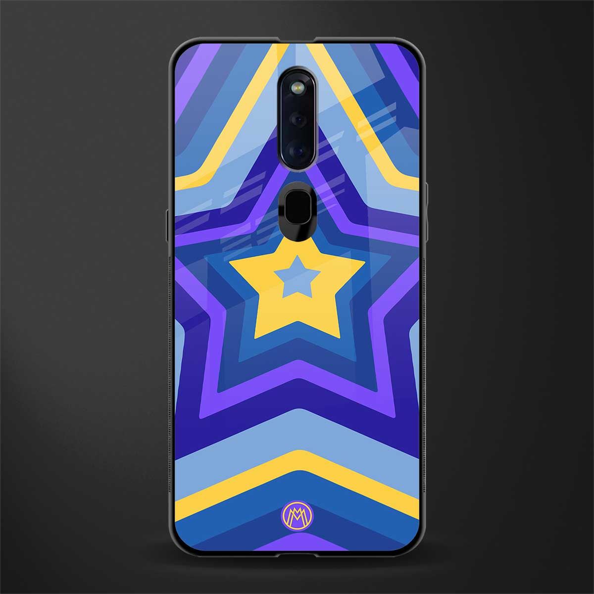 y2k yellow blue stars glass case for oppo f11 pro image