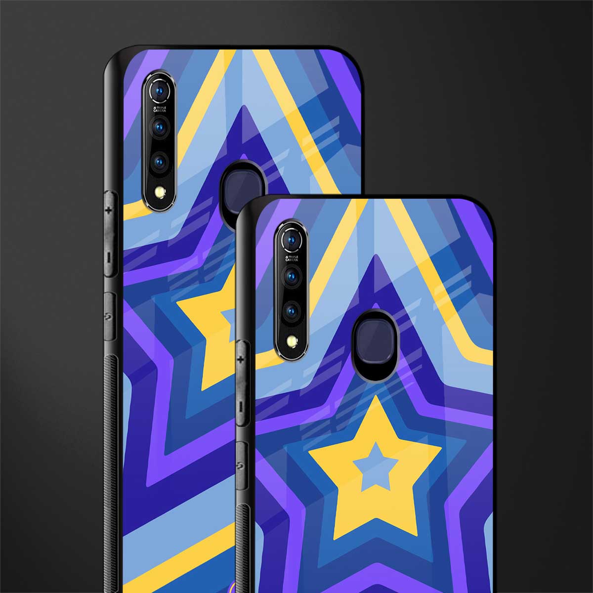y2k yellow blue stars glass case for vivo z1 pro image-2