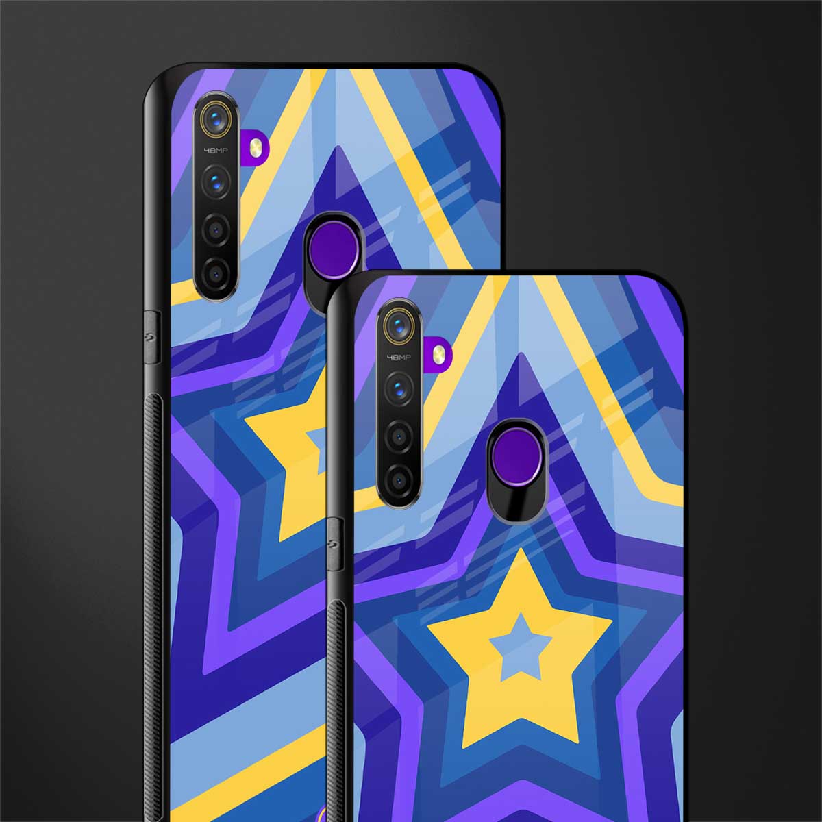 y2k yellow blue stars glass case for realme 5s image-2