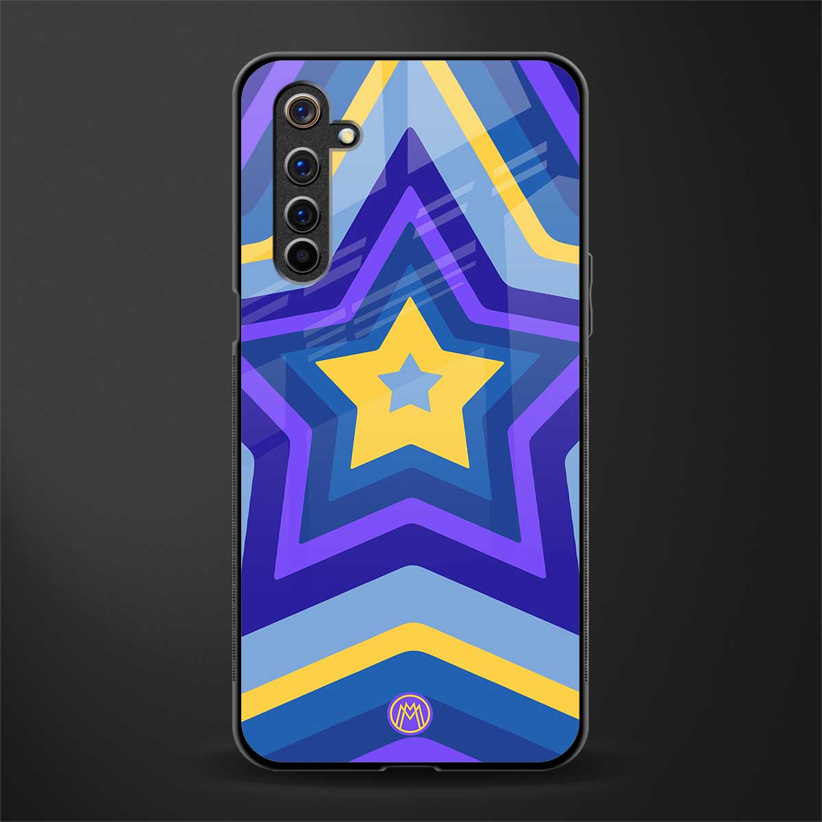 y2k yellow blue stars glass case for realme 6i image