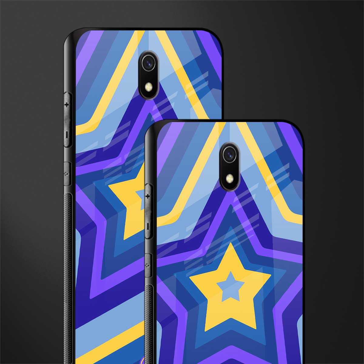 y2k yellow blue stars glass case for redmi 8a image-2