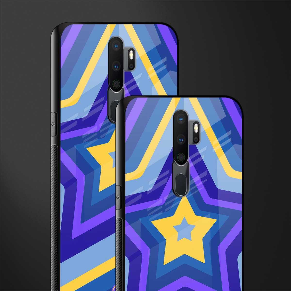 y2k yellow blue stars glass case for oppo a5 2020 image-2