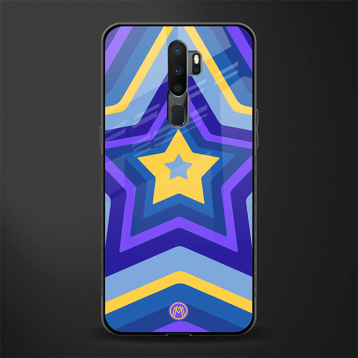 y2k yellow blue stars glass case for oppo a5 2020 image