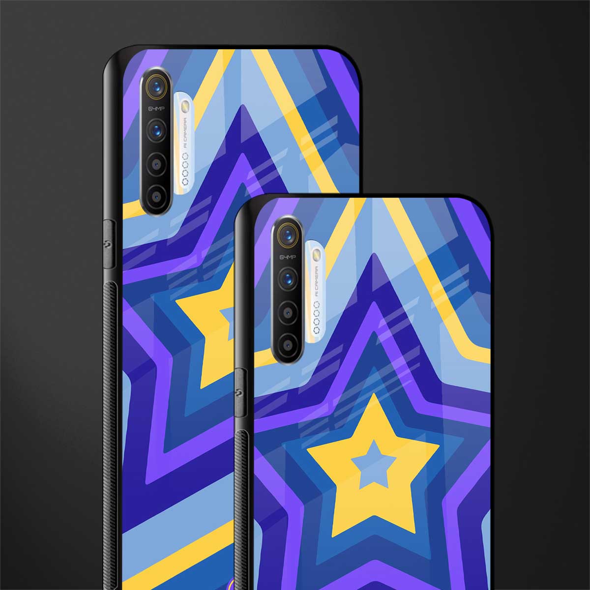 y2k yellow blue stars glass case for realme x2 image-2