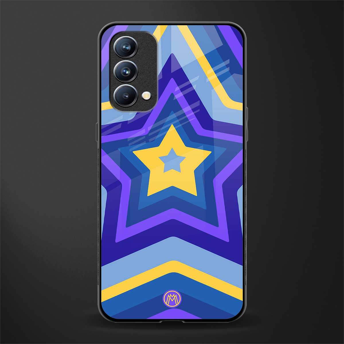 y2k yellow blue stars glass case for oppo f19s image