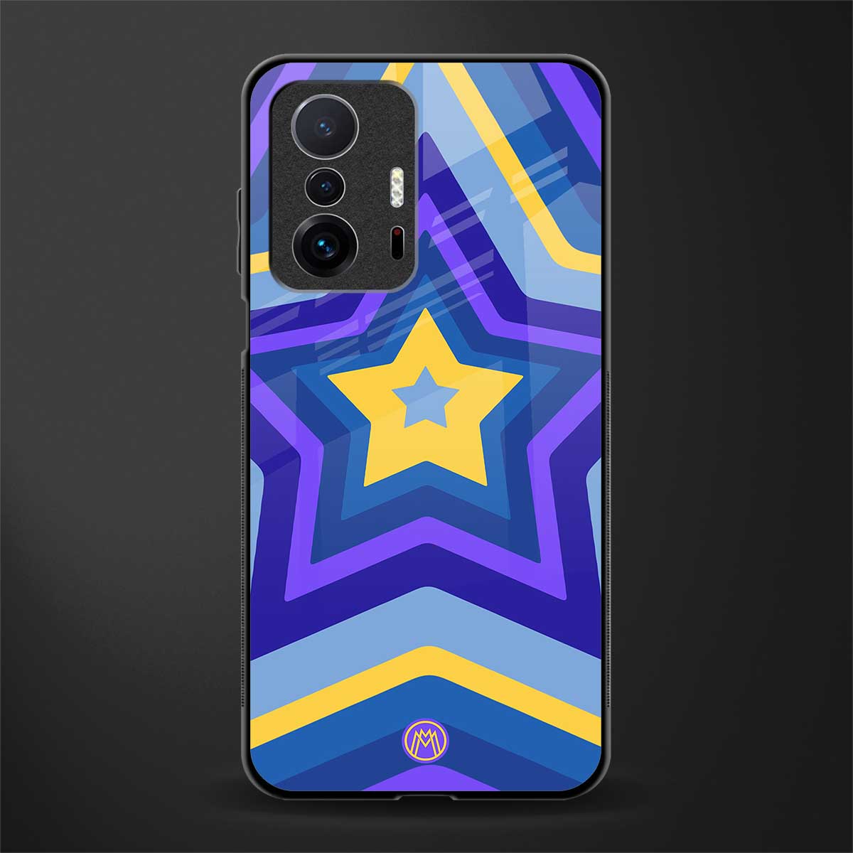 y2k yellow blue stars glass case for mi 11t pro 5g image