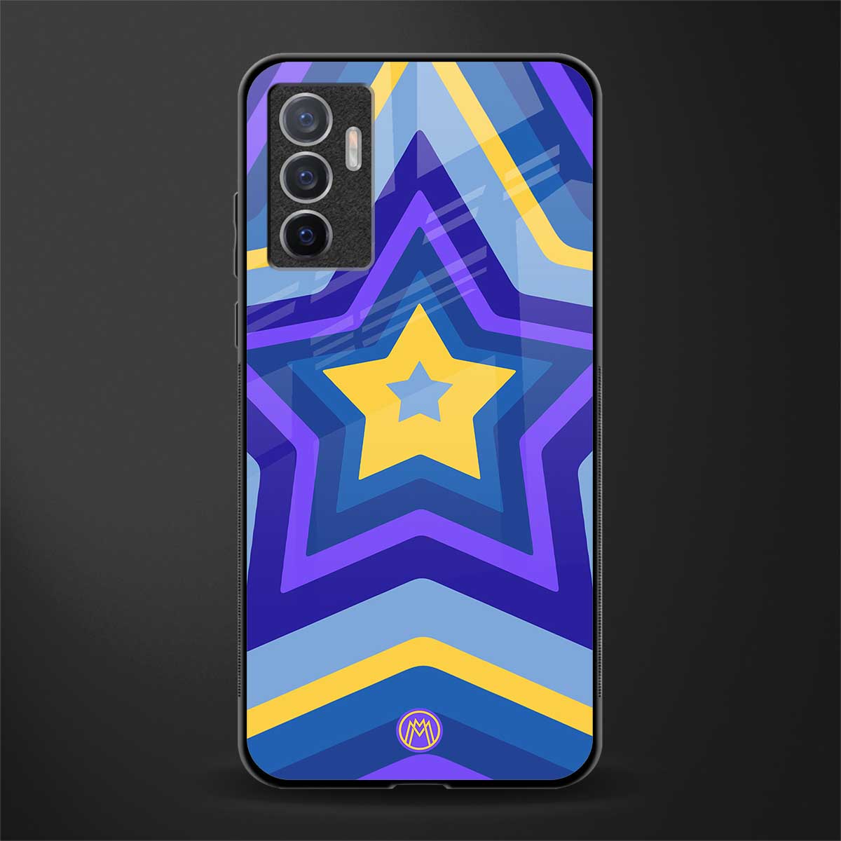 y2k yellow blue stars glass case for vivo v23e image