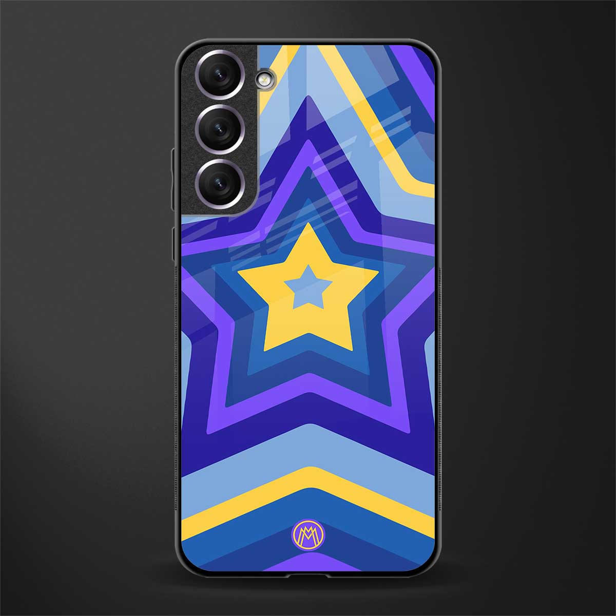 y2k yellow blue stars glass case for samsung galaxy s21 plus image