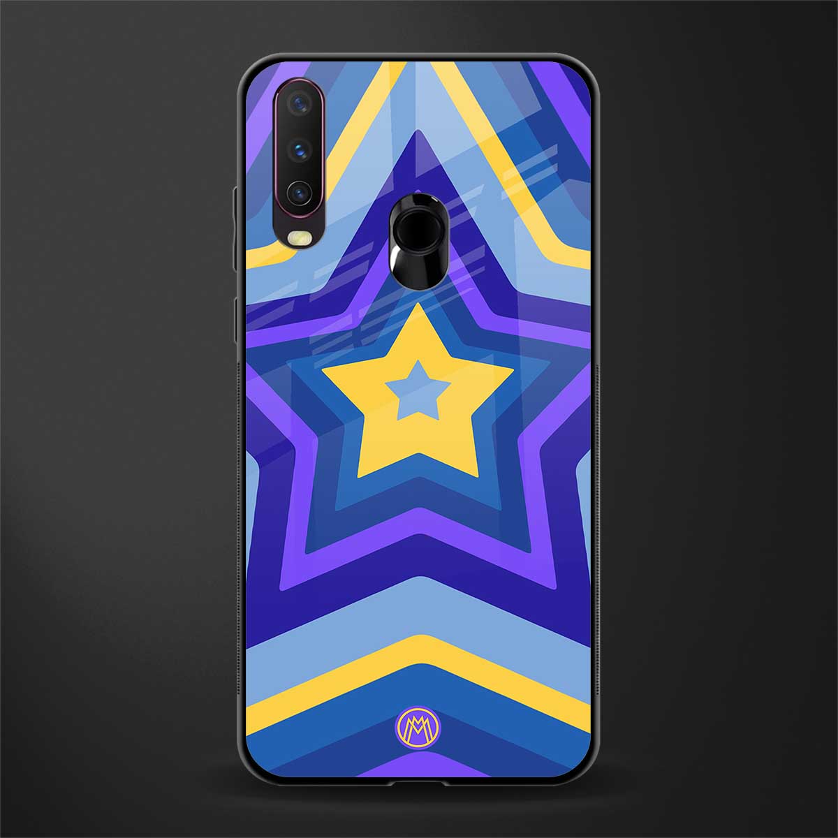y2k yellow blue stars glass case for vivo y15 image