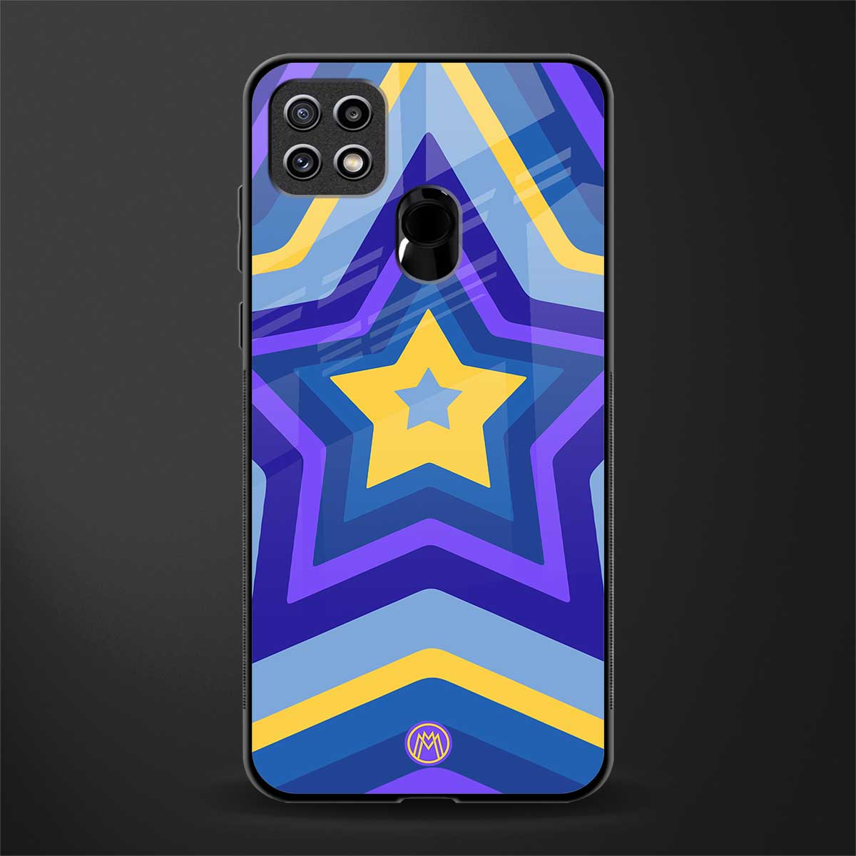 y2k yellow blue stars glass case for oppo a15s image