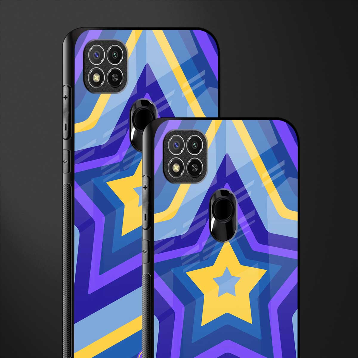 y2k yellow blue stars glass case for redmi 9 image-2