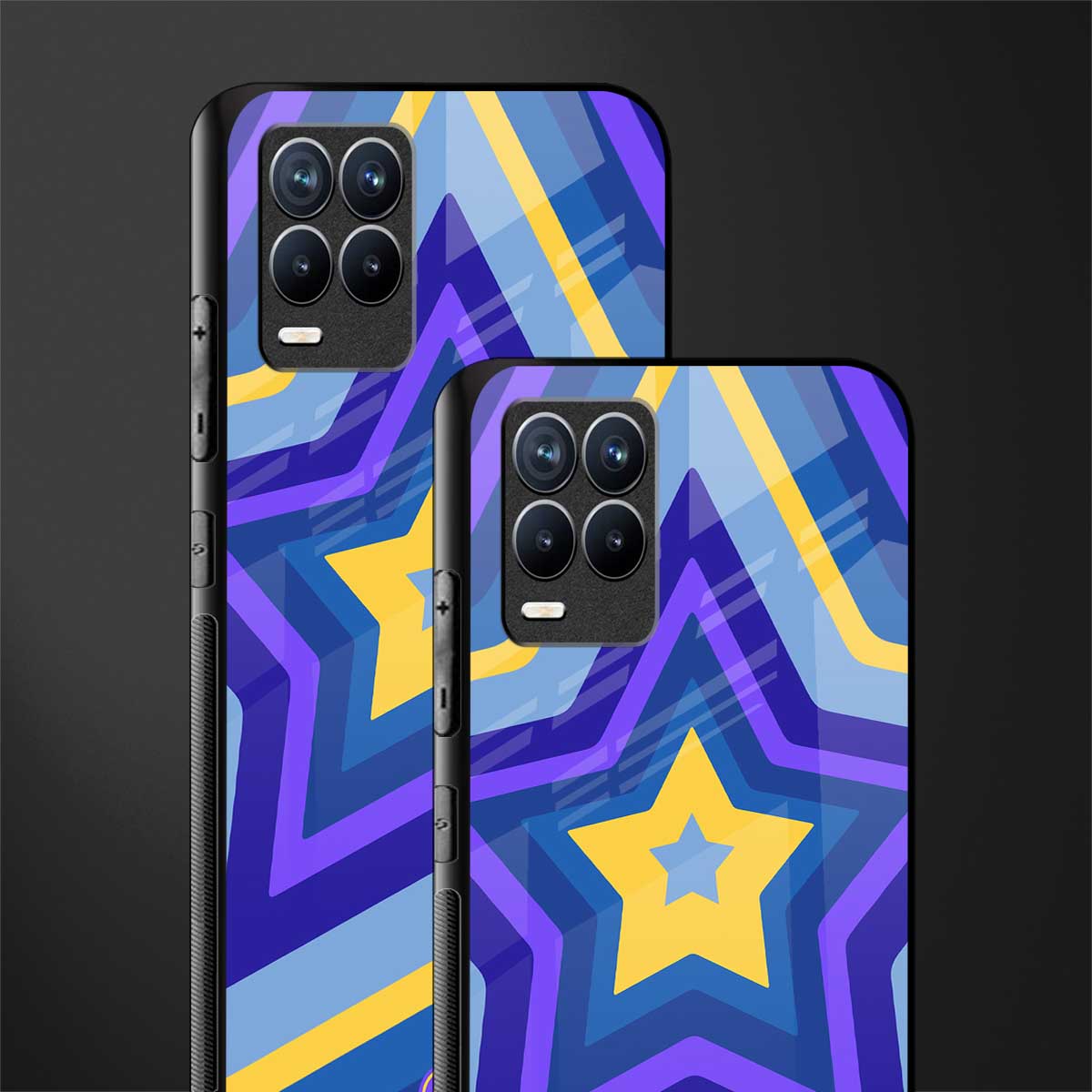 y2k yellow blue stars glass case for realme 8 4g image-2