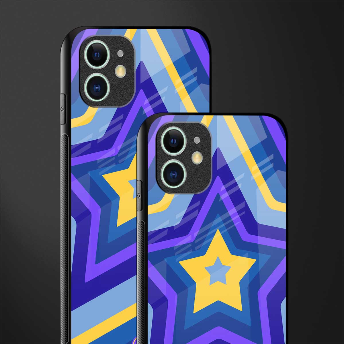 y2k yellow blue stars glass case for iphone 11 image-2