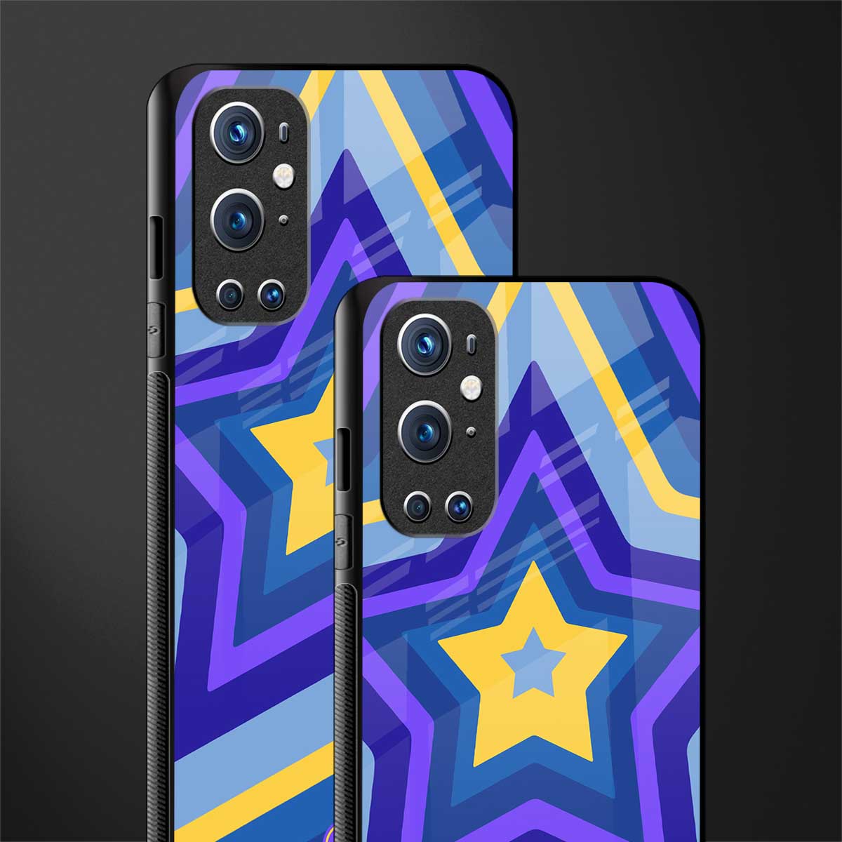 y2k yellow blue stars glass case for oneplus 9 pro image-2