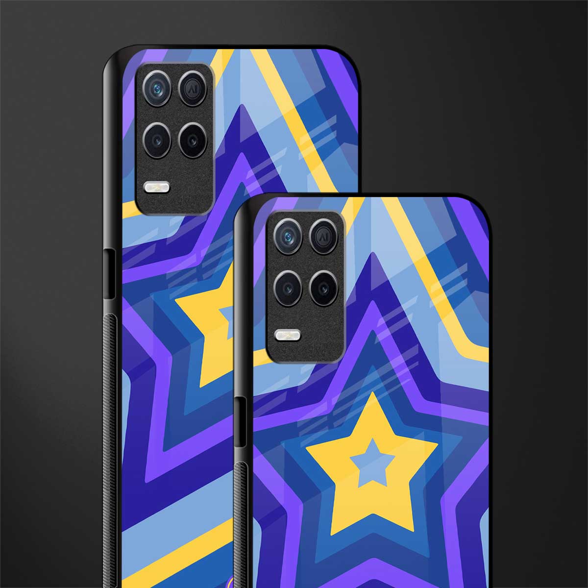 y2k yellow blue stars glass case for realme narzo 30 5g image-2