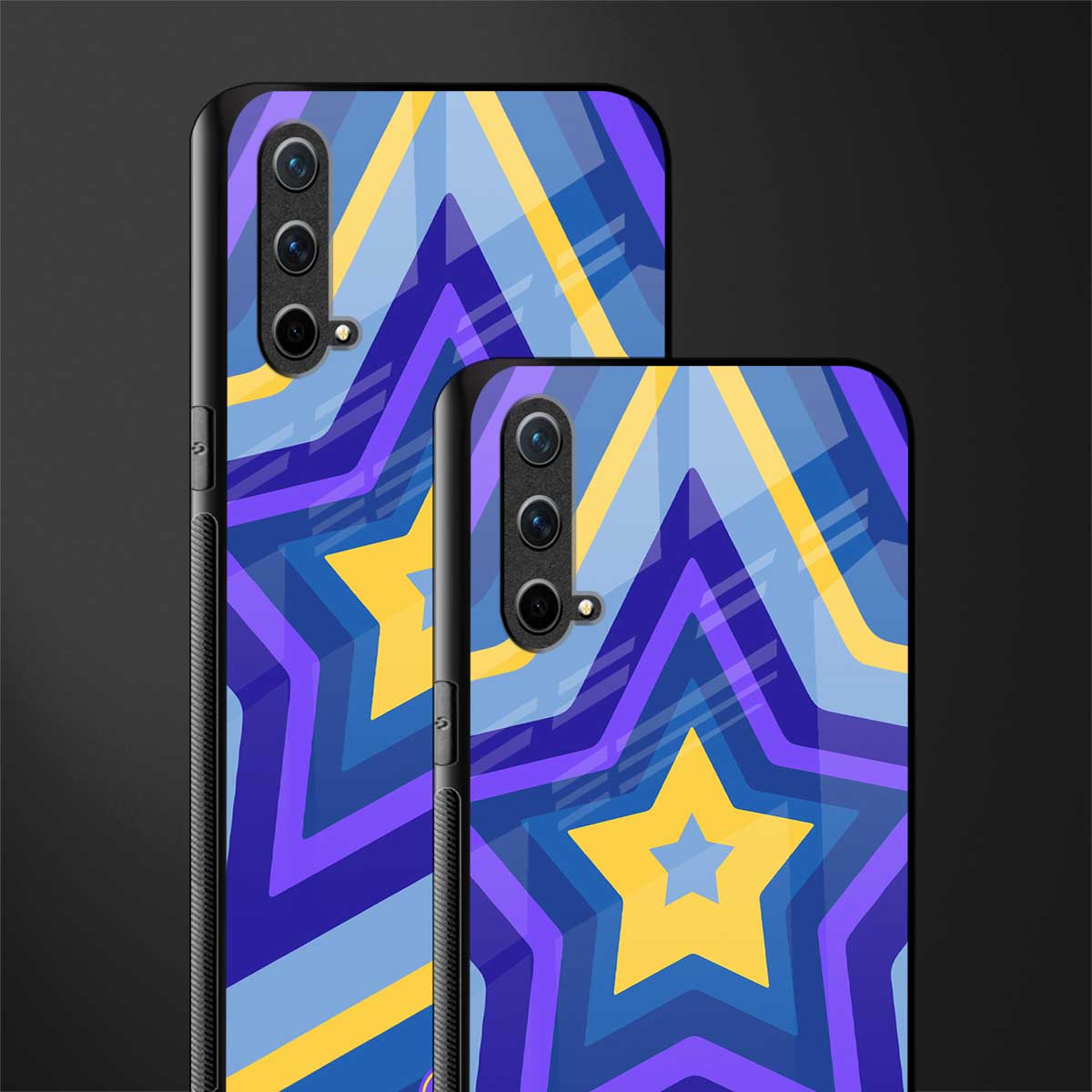 y2k yellow blue stars glass case for oneplus nord ce 5g image-2