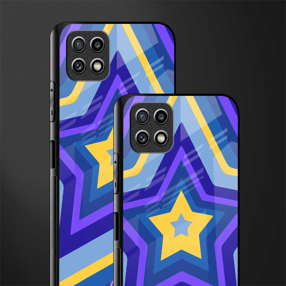 y2k yellow blue stars glass case for samsung galaxy a22 5g image-2