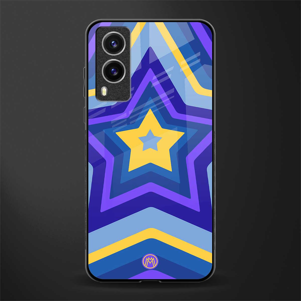 y2k yellow blue stars glass case for vivo v21e 5g image