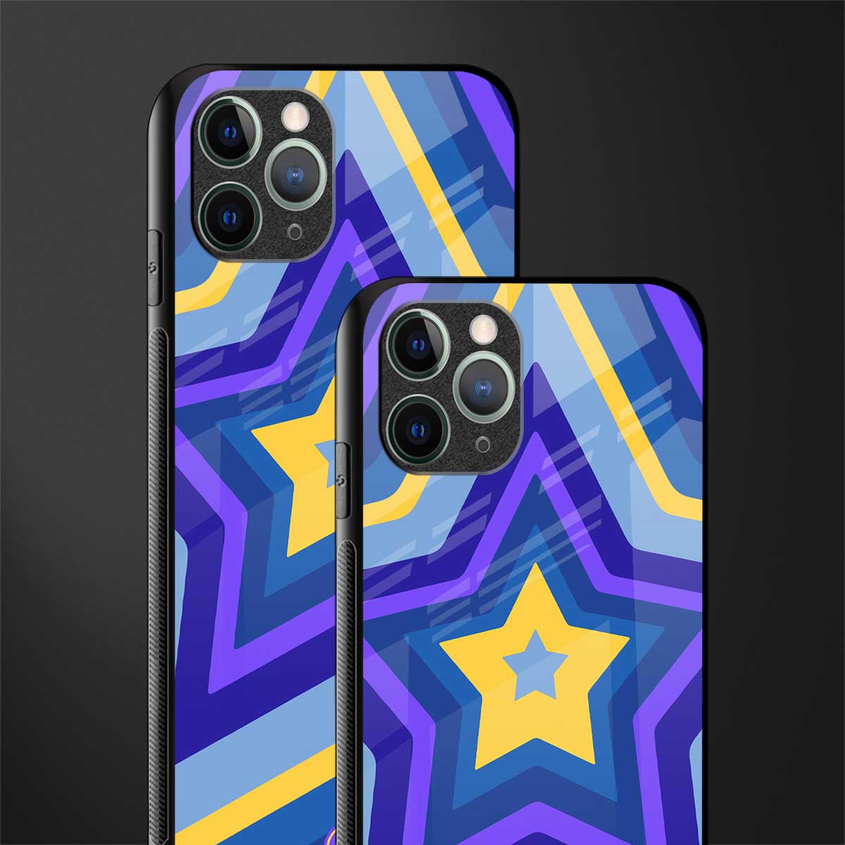 y2k yellow blue stars glass case for iphone 11 pro image-2