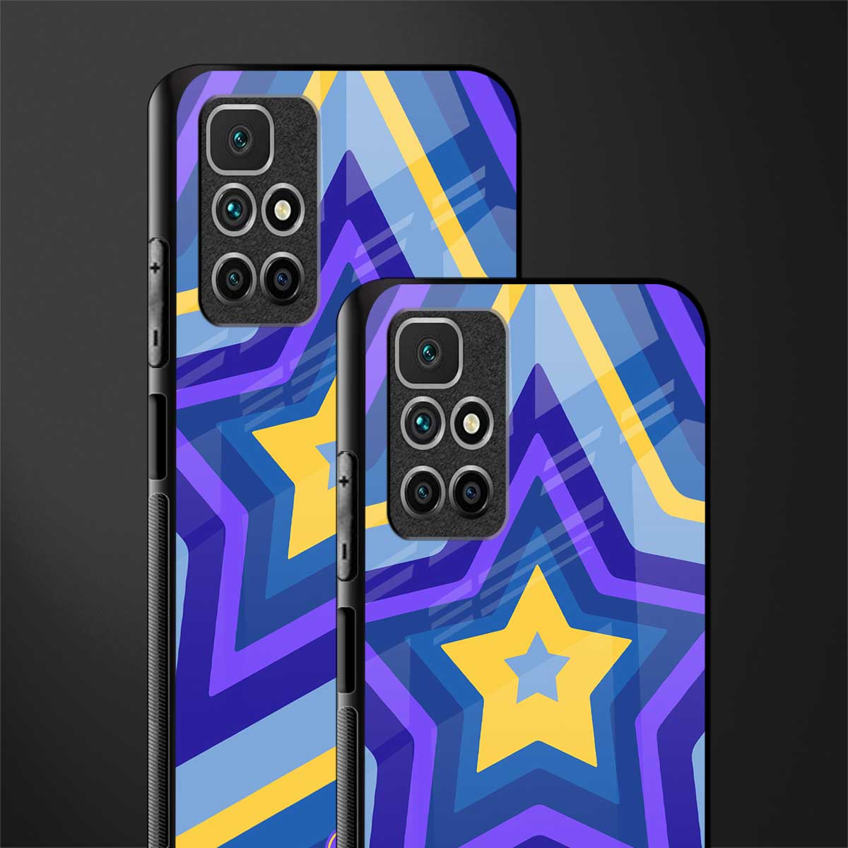 y2k yellow blue stars glass case for redmi 10 prime image-2