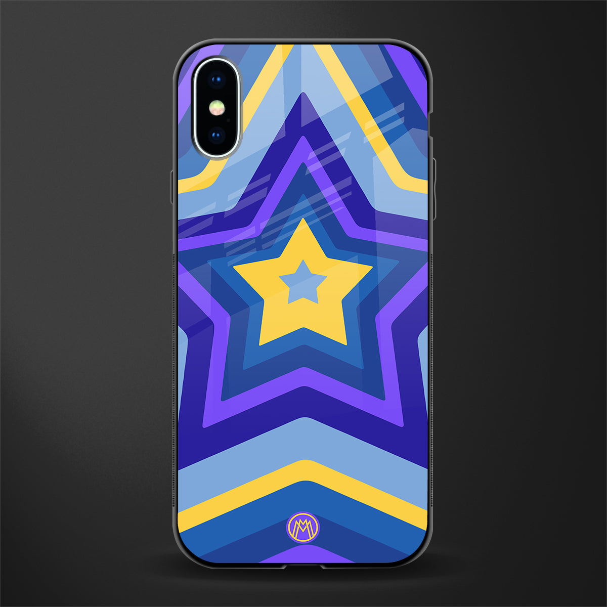 y2k yellow blue stars glass case for iphone xs image