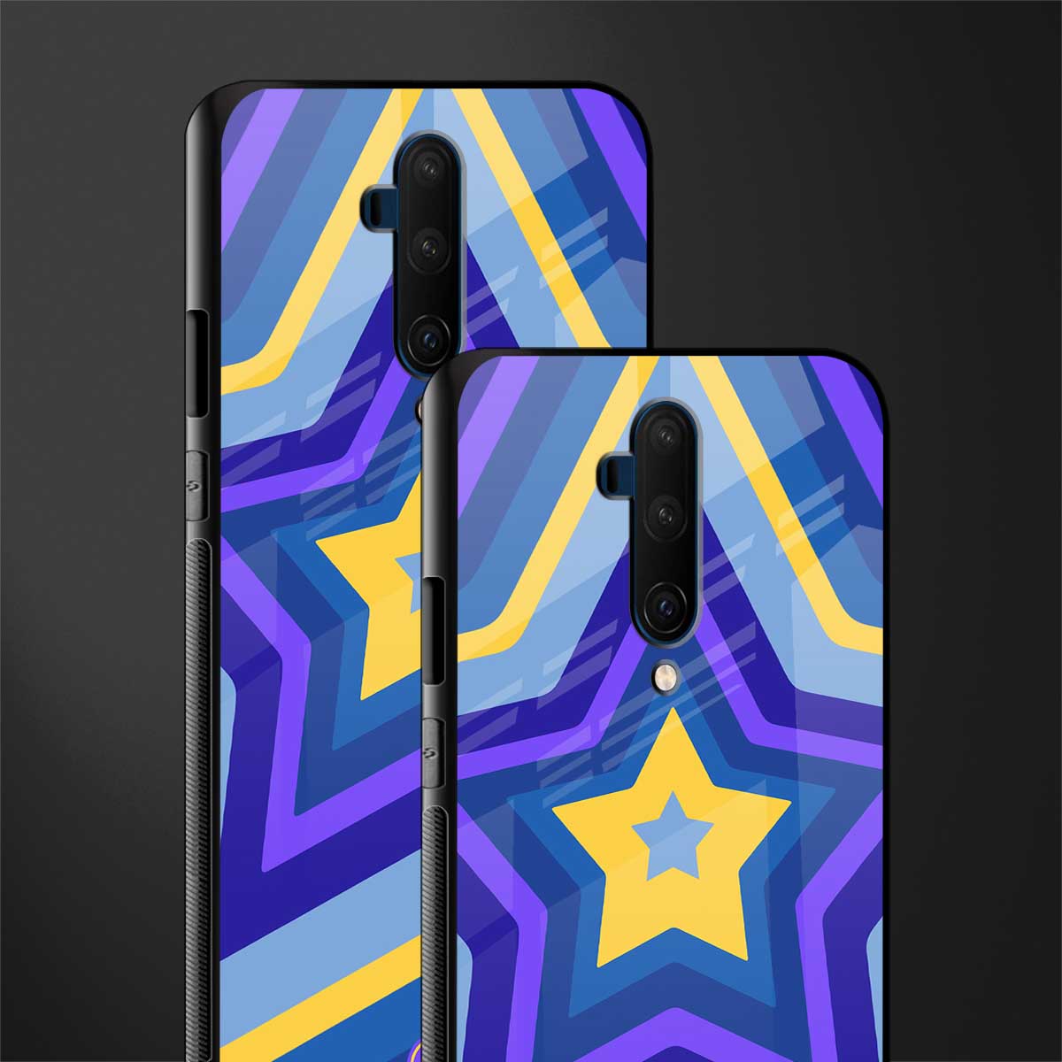 y2k yellow blue stars glass case for oneplus 7t pro image-2